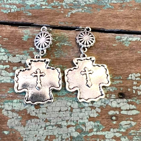 Jewelry - New Cross Fish Hook Earrings